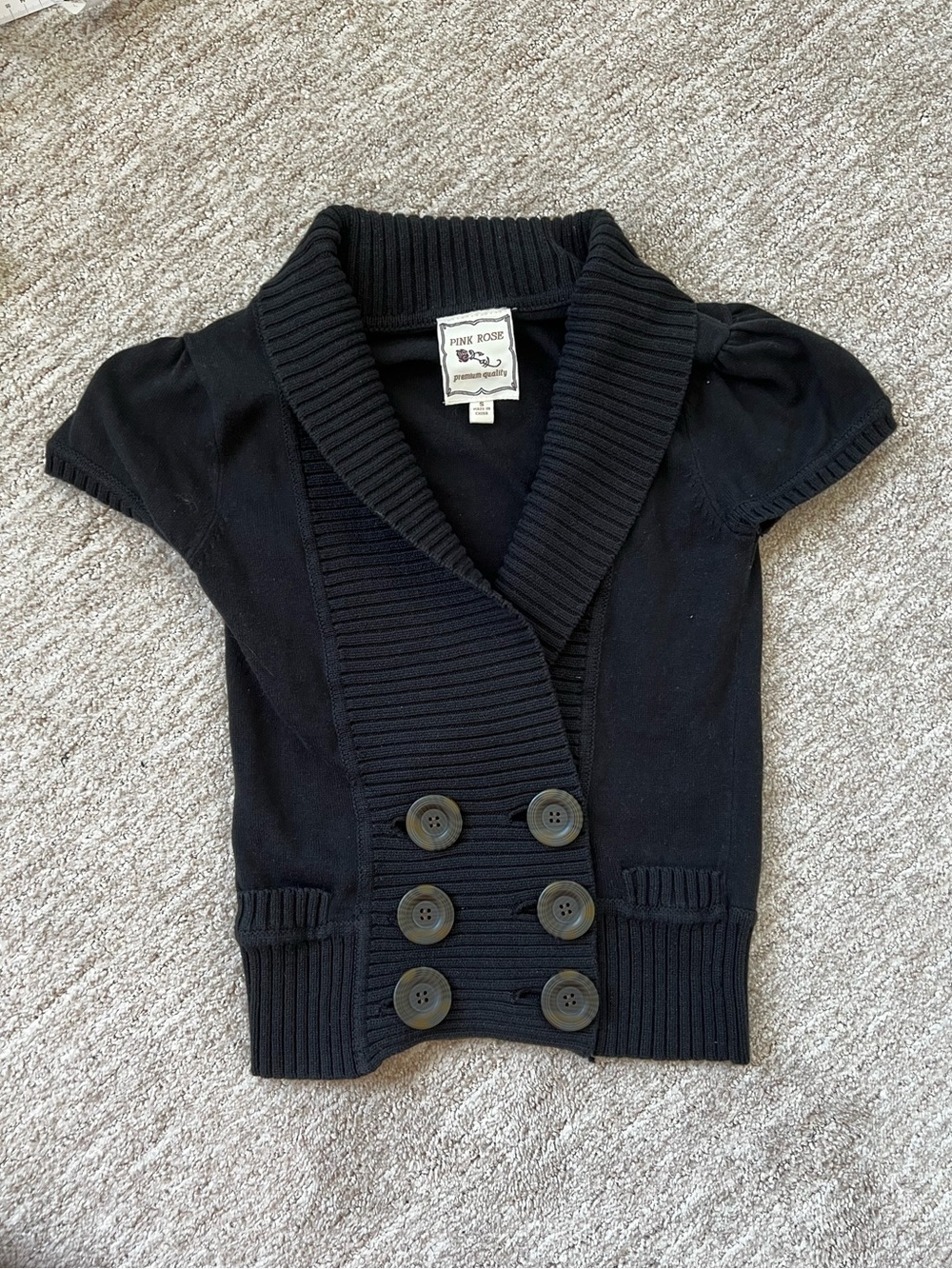 100%  cotton, pink rose double breasted cardigan sweater size XS